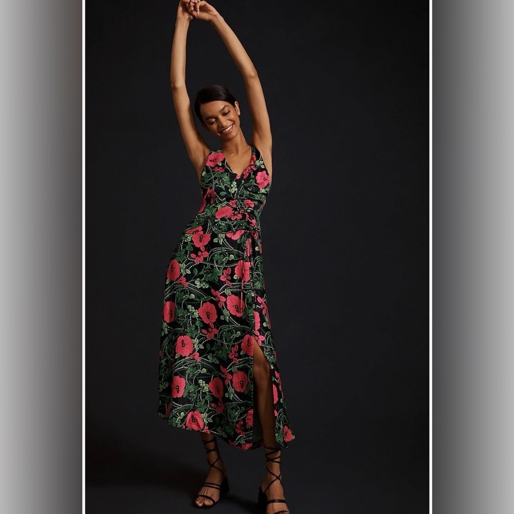 Anthropologie Maeve Ruched Midi Dress - Picture 3 of 7